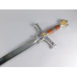 A late 19th/early 20thC Spanish reproduction Judaic type sword, with simulated engraving to blade,