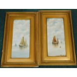 Early 20thC School. Ships at sail, watercolour, a pair, 45cm x 20cm