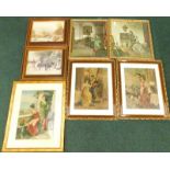 Various Victorian coloured prints, to include a pair of soldiers, another after Eva Hollyer and some