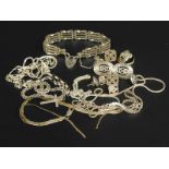 A quantity of white metal jewellery, to include bracelets, crosses, earrings etc.