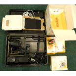 A Panasonic M7 VHS movie camera with accessories, in a fitted case, and other similar items to