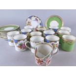 A collection of coffee cans and saucers, to include Crown Staffordshire and two Spode coffee cans (