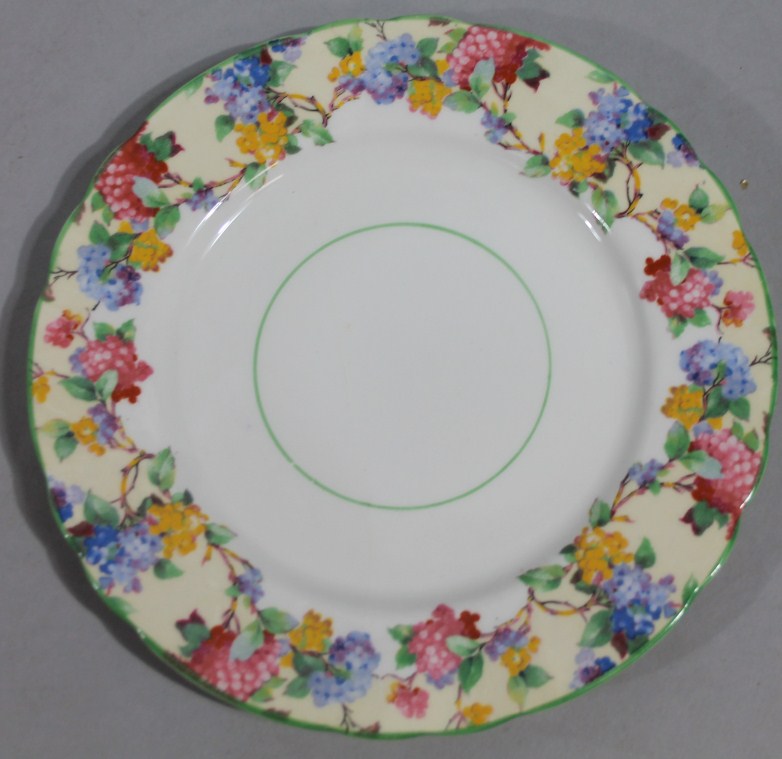 A mid 20thC Aynsley part tea service, comprising sandwich plate, 25cm wide, milk jug, cups, - Image 2 of 3