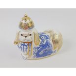 A Royal Crown Derby porcelain National Dogs paperweight, modelled as Pekinese, no stopper.