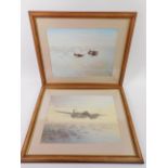 Gerald Coulson (20thC). The Hurricane Trio, de Hamiland Mosquito MKIV, pair of prints, 29.5cm x