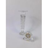 A Waterford cut glass trumpet shaped vase, decorated in the Killarney Rose pattern, 27cm high, and a