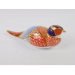 A Royal Crown Derby porcelain Imari paperweight modelled as a Cock Pheasant.