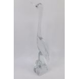 A Daum glass figure of a cormorant, modelled perched on a rock, etched mark, 49.5cm high.