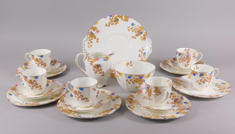 A Royal Doulton Carnival pattern part tea service, to include six cups, five saucers, six side