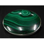 A malachite silver framed brooch, 4.2cm wide.