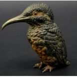 An early 20thC cold painted bronze figure of a kingfisher, in the manner of a Franz Bergman, 7cm