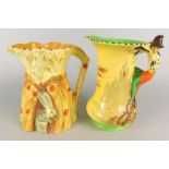 A Burleighware Pied Piper relief moulded jug, pattern number 4984 and a Harvest type jug moulded