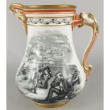 A Victorian S Allcock & Co Royal Patriotic jug, printed in black with battle scenes relating to