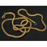 A 9ct gold fancy link necklace, with four rows of intertwined 'V' shapes, 8.5g.