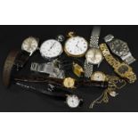 Various watches and pocket watches, to include a gold plated pocket watch, silver plated Sperina