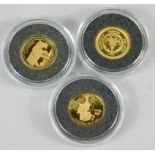 Various gold proof coins, cased (3)