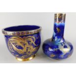 A Pearl pottery Tuscan pattern oriental style bottle shaped vase, and a Pekin ware jardiniere (2)