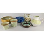 A collection of Denby pottery etc., to include an electric blue coloured bowl, a jug decorated