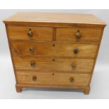 A 19thC mahogany chest of drawers, the top with a moulded edge above two short and three long