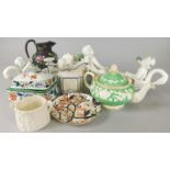 Various items of 19thC and later ceramics, to include a Royal Worcester leaf moulded two handled