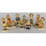 A collection of Hummel figures, to include a girl with geese, a fawn etc. (9)