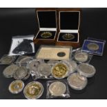 Miscellaneous commemorative crowns, London Mint Office, plated cupronickel commemorative coins etc.