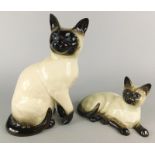 A Royal Doulton standing ceramic model of a Siamese cat, number 1802 and print mark in black to