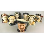 A set of seven Royal Doulton character jugs, Henry VIII and his six wives, Jane Seymour, Catherine