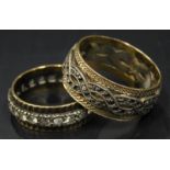 Two dress rings, to include two eternity rings, set with white stones, each marked 9ct and sil.