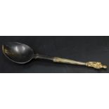 A 17thC silver and white metal spoon, with horn bowl and part handle, the remainder of the handle