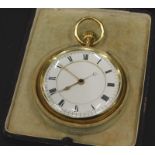 An 18ct gold chronograph pocket watch, with white enamel dial, Chester 1886, 133.2g all in