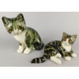 Two Winstanley tabby kittens, each with glass eyes, the standing example 19cm high