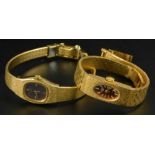 Two gold plated ladies wristwatches, to include a Rotary ladies watch on articulated bracelet,