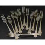 A set of twelve Elizabeth II silver forks, each with a tapering handle, Birmingham 1952, 23¾ozs