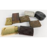 A collection of boxes, to include a papier maché snuff box, ebonised vesta case, commemorative case,