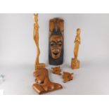 Tribal art. A wall mounted African bust, 50cm high etc.