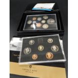 Two coin sets, the 2012 British proof coinage collection set and the London Mint Office set for