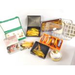 A collection of fly fishing flies, fly boxes etc.