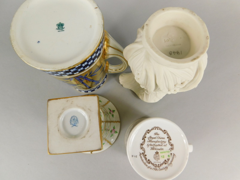 A collection of items, to include a Coalport jug decorated with blue gilt birds, bamboo etc., a - Image 2 of 3