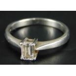 WITHDRAWN PRE SALE BY VENDOR. A platinum diamond ring, with baguette cut diamond approx 0.2cts, in