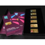 A set of six Road to London Olympics gold ingots, with certificate etc.