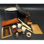 Various collectable items, to include a 19thC lace clamp, 19thC ivory boxes etc.