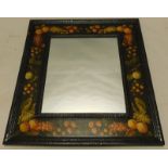 A modern Continental wall mirror, the outer border decorated with simulated leather, the inner