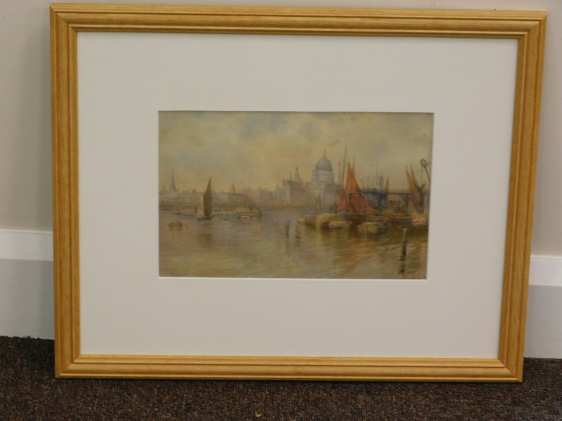 Alfred W Hunt (1830-1896). The Thames London, watercolour, signed and dated 1875, 18cm x 27cm - Image 2 of 4