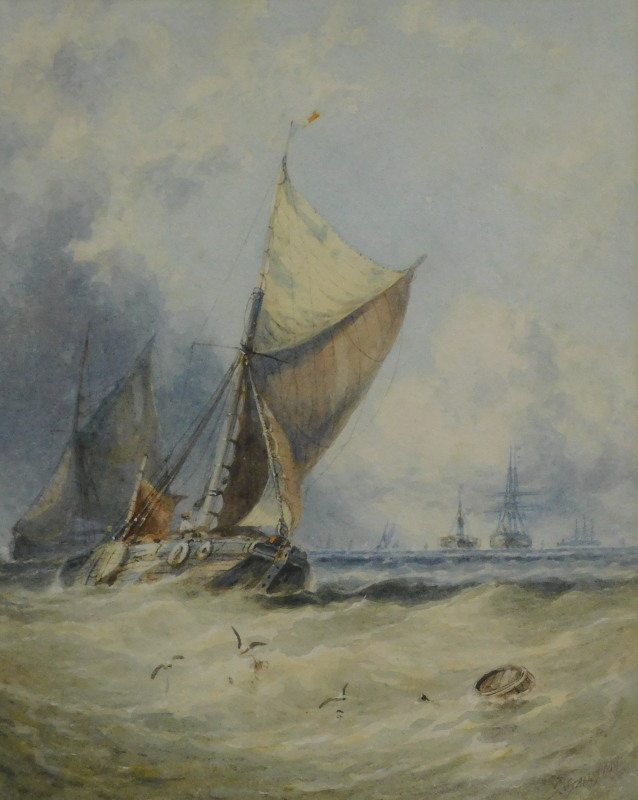 George Stainton (act.1860-1890). Fishing boats in at sea, watercolour, signed, 32cm x 24.5cm