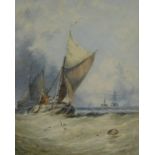 George Stainton (act.1860-1890). Fishing boats in at sea, watercolour, signed, 32cm x 24.5cm