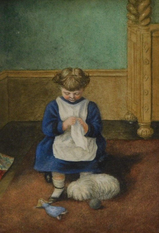 19thC British School. Young child, watercolour, 17cm x 12cm