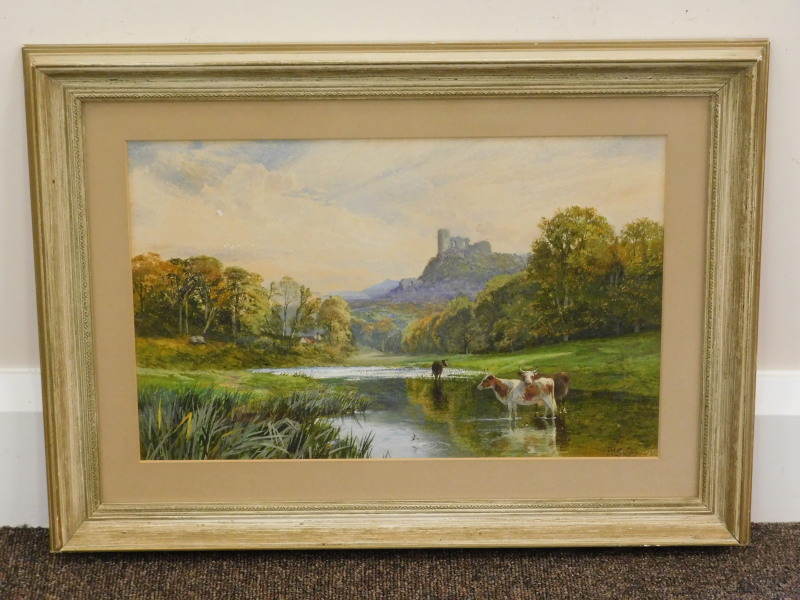 George Vicat Cole (1833-1893). River landscape with cattle, watercolour, signed and dated 1862, 23. - Image 2 of 4