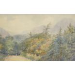 M.A.B. (19th/20thC). A walk in the hills, watercolour, initialled, 30cm x 45.5cm