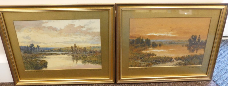 Arthur Suker (1857-1902). Evening in Somerset, Evening in Cheshire, watercolour - a pair, 19cm x - Image 3 of 5